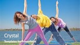  Presentation with yoga - Presentation theme featuring tree-people-practice-yoga-asana background and a teal colored foreground