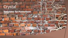 Presentation with tree root - PPT theme consisting of tree root on brick wall background and a tawny brown colored foreground