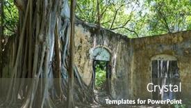  Presentation with volcanic eruption - Presentation theme having tree-roots-that-engulf background and a gray colored foreground