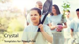  Presentation with ecology - Cool new presentation theme with tree seedlings and rake walk backdrop and a soft green colored foreground