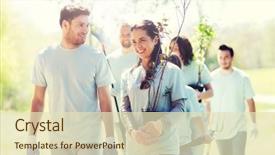  Presentation with charity - PPT theme enhanced with tree seedlings and rake walk background and a soft green colored foreground