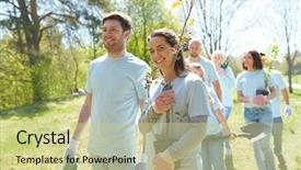  Presentation with charity - Beautiful presentation featuring tree seedlings and shovel walk backdrop and a soft green colored foreground
