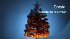  Presentation with tree silhouette - Presentation design featuring tree silhouette with festive light background and a ocean colored foreground