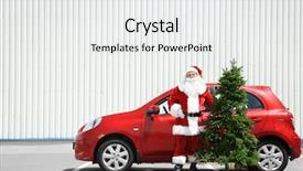 Presentation with animated christmas tree - Slide deck enhanced with tree standing near red car background and a white colored foreground