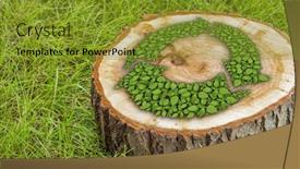  Presentation with green tree - Slide deck consisting of stump on the green grass background and a gold colored foreground