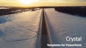  Presentation with aerial - Amazing slide deck having tree sunrise birds - aerial view of a road backdrop and a gray colored foreground