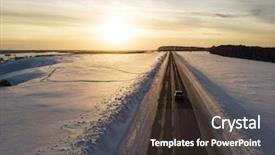  Presentation with road - Colorful slides enhanced with tree sunrise birds - aerial view of a road backdrop and a tawny brown colored foreground