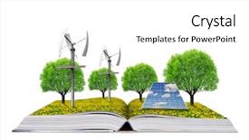  Presentation with solar energy tech - Audience pleasing slide deck consisting of tree tech - ecological book with solar panel backdrop and a white colored foreground