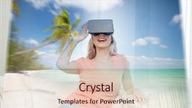  Presentation with augmented reality - PPT theme enhanced with tree tech - technology augmented reality cyberspace entertainment background and a  colored foreground