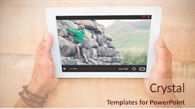  Presentation with hands holding - Slide deck consisting of tree tech - view of lecture app background and a lemonade colored foreground