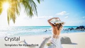  Presentation with beach palm tree wedding - Presentation design with tree trunk at the beach background and a light gray colored foreground