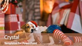  Presentation with merry christmas - Theme featuring tree with gifts and luminous background and a coral colored foreground