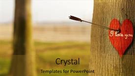  Presentation with photograph - Audience pleasing PPT theme consisting of tree with phrase i love backdrop and a gold colored foreground