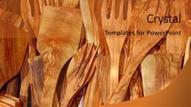  Presentation with cutlery food - Beautiful presentation design featuring tree wood spanish traditional fork backdrop and a gold colored foreground