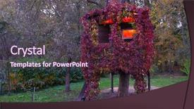  Presentation with luminous - PPT theme with treehouse - house on a tree luminous background and a tawny brown colored foreground