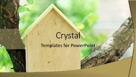  Presentation with tree - Colorful presentation design enhanced with treehouse - house on tree close up backdrop and a yellow colored foreground