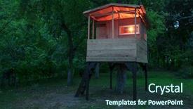  Presentation with garden - Audience pleasing PPT layouts consisting of treehouse - house on tree in evening backdrop and a tawny brown colored foreground
