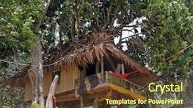  Presentation with thailand - PPT layouts featuring treehouse on the beach thailand background and a tawny brown colored foreground