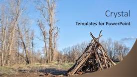  Presentation with tent - Presentation theme having treehouse-tent-a-tipi-built background and a light blue colored foreground