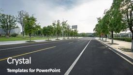  Presentation with city street - Beautiful PPT layouts featuring treelined city street of suzhou backdrop and a dark gray colored foreground