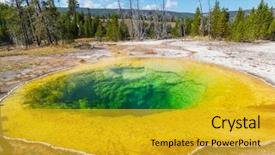  Presentation with hot spring - Slide set consisting of bacteria trees - colorful morning glory pool background and a  colored foreground