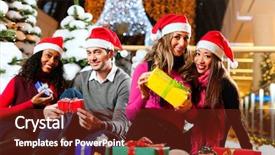  Presentation with people mall - Slides having trees and lights with christmas background and a  colored foreground