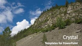  Presentation with rock - Audience pleasing PPT layouts consisting of trees and rock slide backdrop and a tawny brown colored foreground