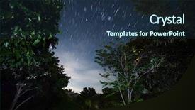  Presentation with green star - Theme featuring garden with trees at night background and a tawny brown colored foreground