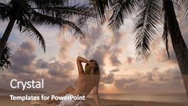  Presentation with coconut - Presentation theme featuring trees at sunset in thailand background and a tawny brown colored foreground