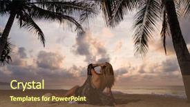  Presentation with coconut - Presentation design having trees at sunset in thailand background and a tawny brown colored foreground