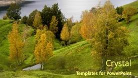  Presentation with trees - Colorful slides enhanced with trees-at-the-lake backdrop and a tawny brown colored foreground