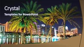  Presentation with palm tree - Amazing slide deck having trees city - orlando downtown skyline panorama backdrop and a wine colored foreground