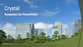  Presentation with city buildings - Presentation theme having trees city - scenic view of tokyo buildings background and a teal colored foreground
