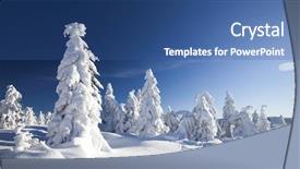  Presentation with christmas magic - Beautiful PPT theme featuring trees-covered-with-hoarfrost backdrop and a ocean colored foreground