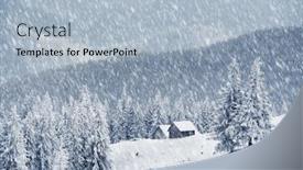  Presentation with house snow mountain - Amazing slide set having trees covered with hoarfrost and snow in mountains mountain house backdrop and a light blue colored foreground