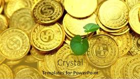  Presentation with business growing - Slide deck with trees-growing-on-a-pile background and a gold colored foreground