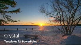  Presentation with lake front - Beautiful theme featuring trees-in-front-of-sunset backdrop and a dark gray colored foreground