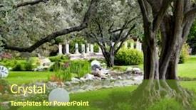  Presentation with garden pond - Colorful theme enhanced with trees in the asian garden backdrop and a tawny brown colored foreground