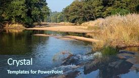  Presentation with river forest - Cool new PPT theme with trees kanha national park india backdrop and a ocean colored foreground