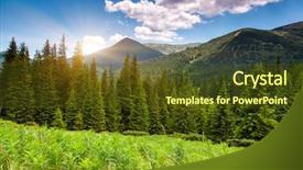  Presentation with mountain - Colorful PPT theme enhanced with day is in mountain landscape backdrop and a tawny brown colored foreground