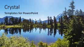  Presentation with scenic - Theme consisting of nature tree - scenic picture lake with mount background and a light blue colored foreground