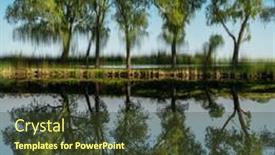  Presentation with summer trees - Beautiful slides featuring trees-of-the-river-bank backdrop and a tawny brown colored foreground