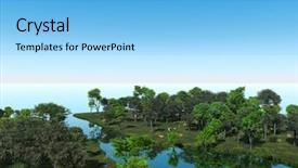  Presentation with tree sky trees green - Amazing presentation theme having trees on a river side backdrop and a light blue colored foreground