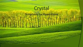  Presentation with green hills - PPT theme having agricuture - trees on green wavy hills background and a yellow colored foreground