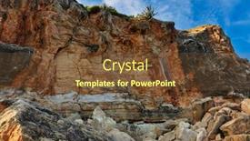  Presentation with blue mountain - Colorful presentation theme enhanced with trees-on-the-slope backdrop and a tawny brown colored foreground