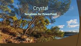  Presentation with blue mountain - Colorful presentation enhanced with trees-on-the-slope backdrop and a ocean colored foreground