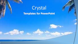  Presentation with paradise - Beautiful presentation theme featuring trees paradise jungle backdrop and a cobalt blue colored foreground