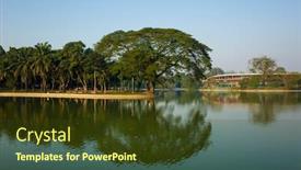  Presentation with reflecting - Theme enhanced with trees-reflecting-in-kandawgyi-lake background and a tawny brown colored foreground