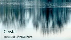  Presentation with reflecting - Presentation design consisting of trees reflecting in the water background and a sky blue colored foreground