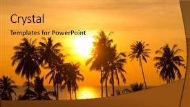  Presentation with fiery - PPT theme enhanced with trees water - palm paradise fiery backdrop background and a yellow colored foreground